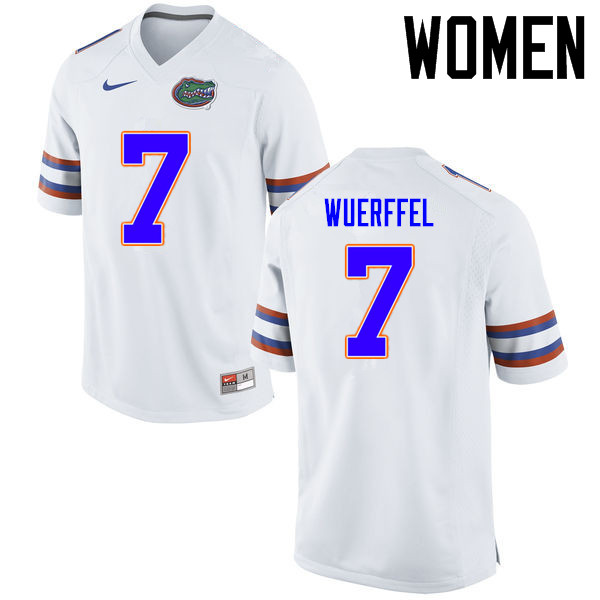 Women Florida Gators #7 Danny Wuerffel College Football Jerseys Sale-White - Click Image to Close